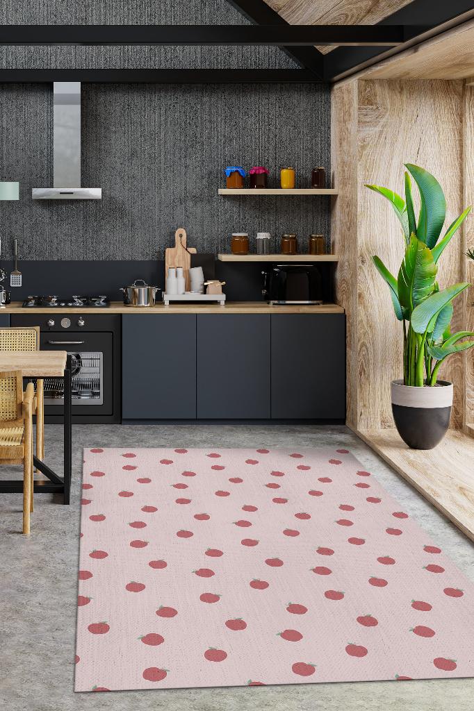 Homshtag Apfelmuster Rosa Teppich Minimalistischer Wohnzimmerteppich Bunter Küchenteppich Stilvoller Wohnzimmerteppich