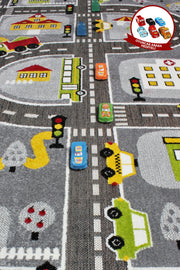 3D Gray Traffic Car Themed Kindergarten Nursery Woven Children's Play Mat