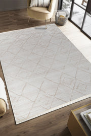 Akasya AK002 Krem Uzun Ömürlü Yumuşak Dokulu Salon Mutfak Koridor Oturma Odası Yolluk Halı