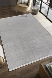 Akasya AK003 Grauer, strapazierfähiger, weicher Läuferteppich für Wohnzimmer, Küche, Flur und Aufenthaltsraum