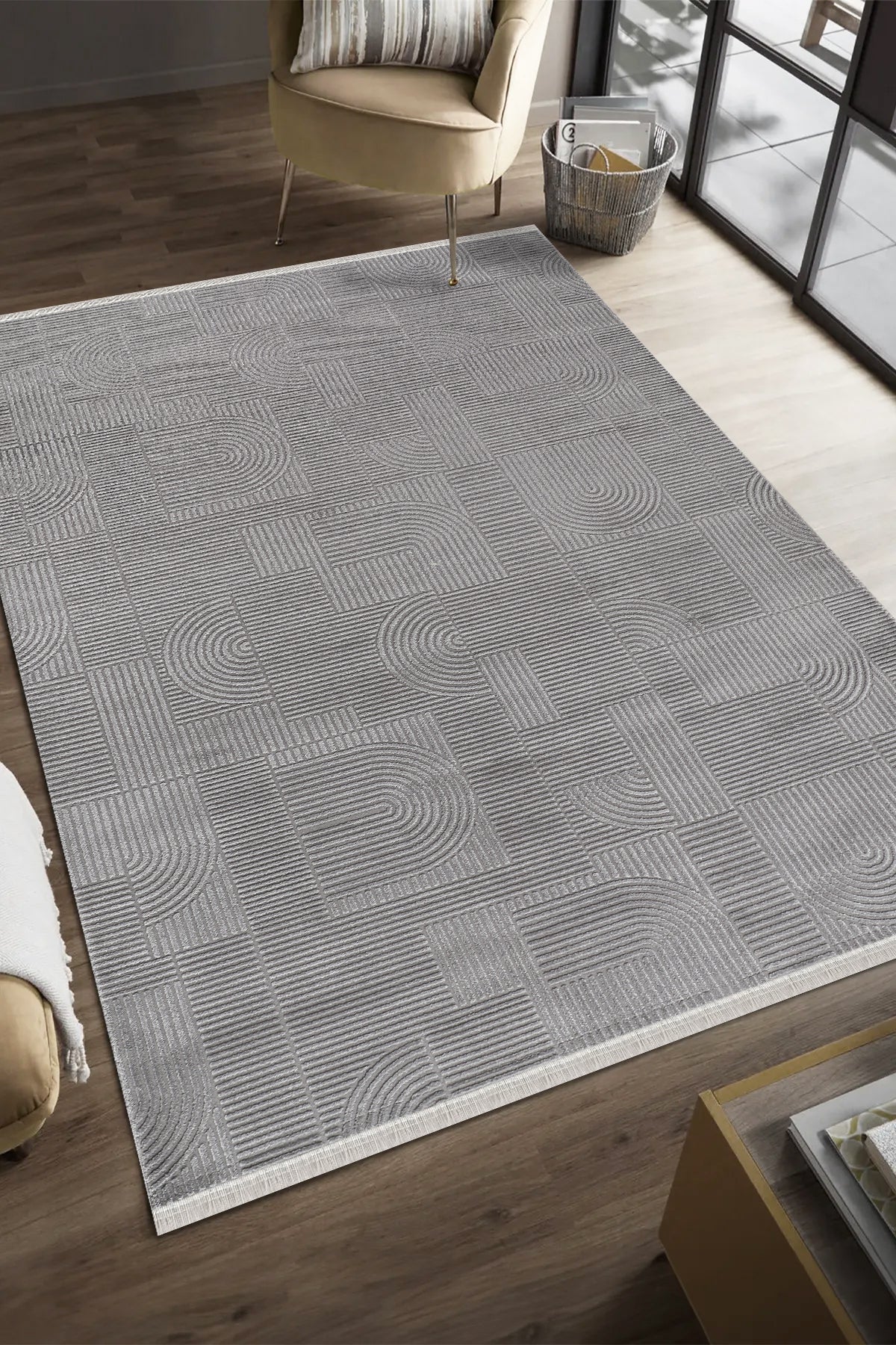 Akasya AK005 Grey Durable Soft Textured Living Room Kitchen Hallway Sitting Room Runner Rug