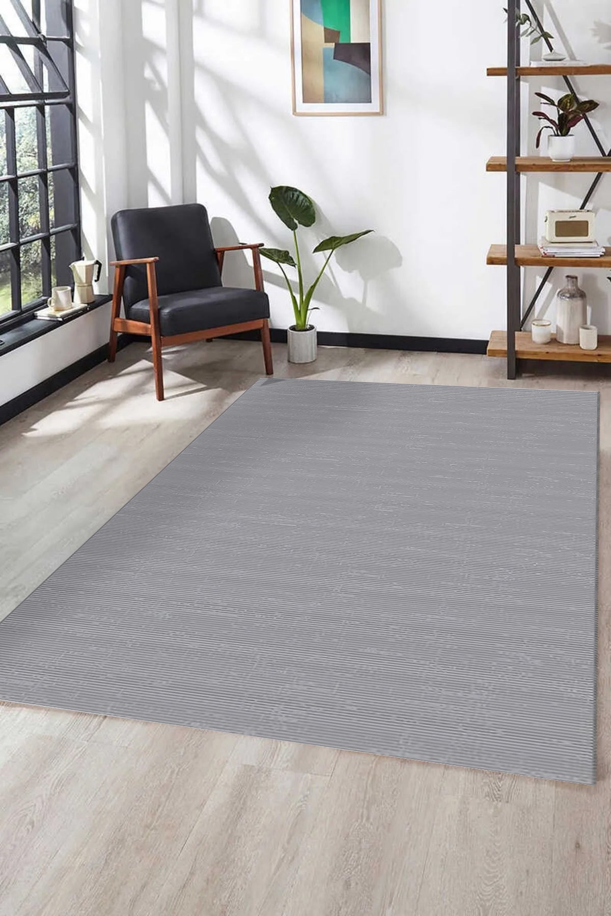 Akasya AK006 Gri Uzun Ömürlü Yumuşak Dokulu Salon Mutfak Koridor Oturma Odası Yolluk Halı
