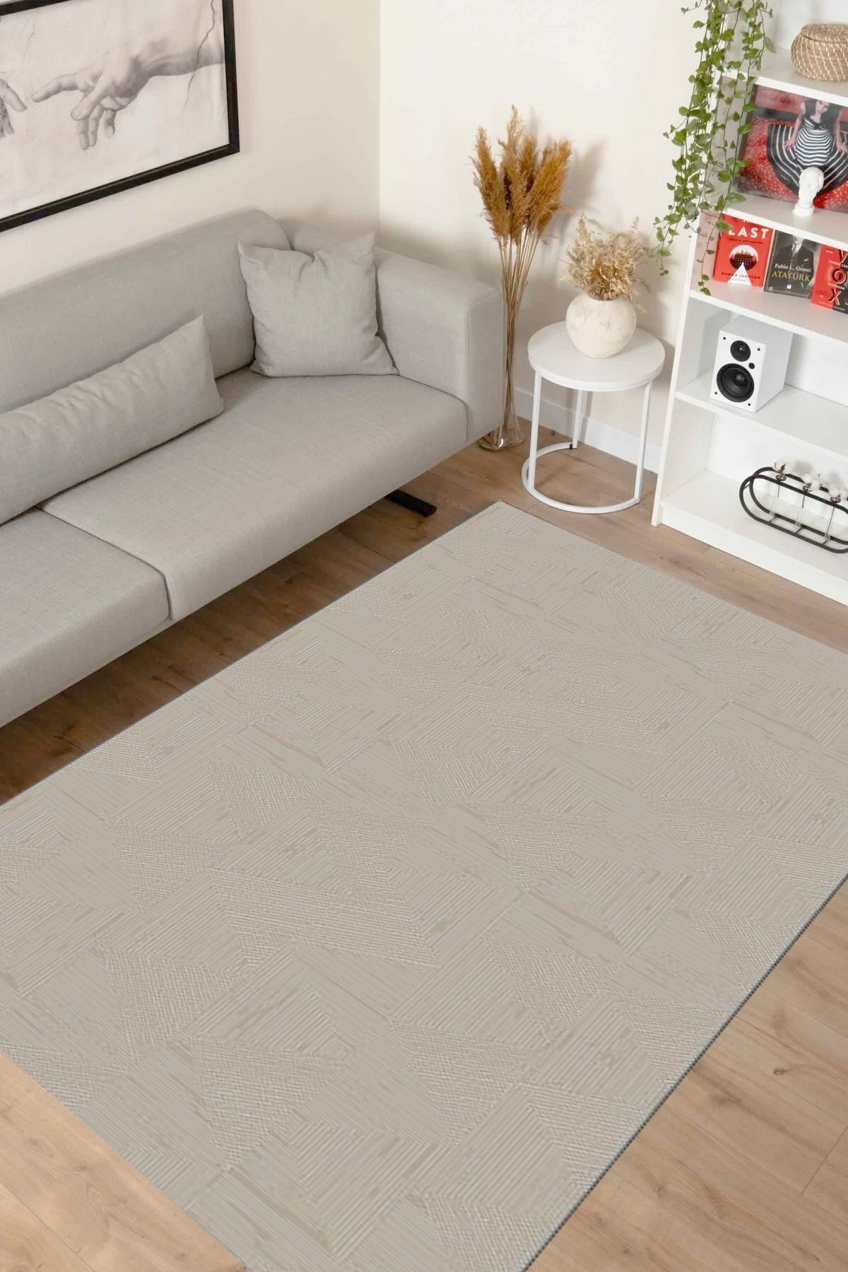 Akasya AK007 Grey Durable Soft Textured Living Room Kitchen Hallway Sitting Room Runner Rug