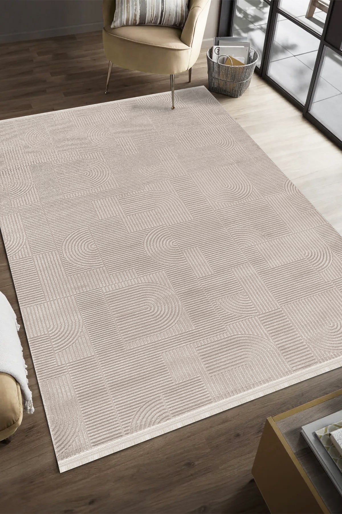 Akasya AK008 Mink Long-lasting Soft Textured Living Room Kitchen Hallway Sitting Room Runner Rug