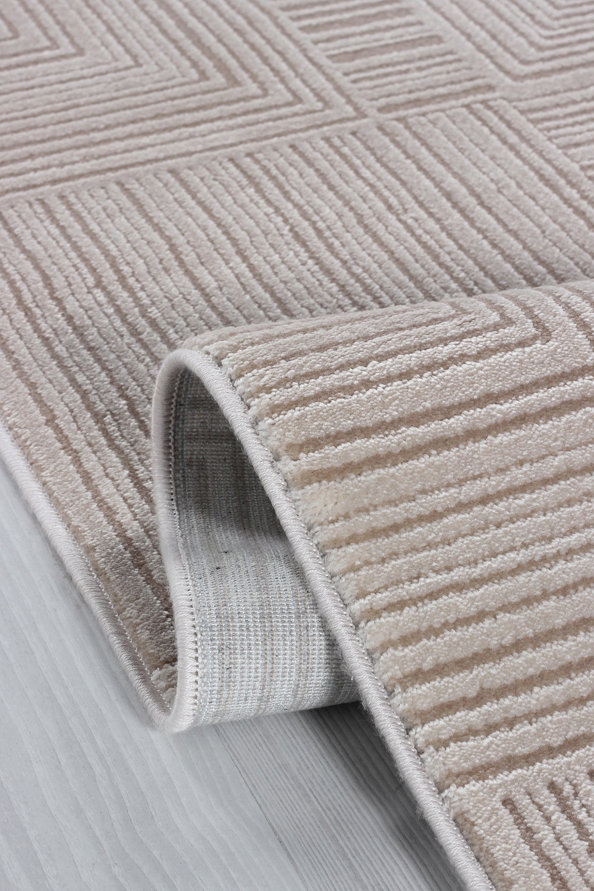 Akasya AK011 Beige Langlebiger, weicher Läuferteppich für Wohnzimmer, Küche, Flur und Aufenthaltsraum