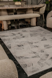 Alin AL001 Krem-Antrasit Uzun Ömürlü Yumuşak Dokulu Salon Mutfak Koridor Oturma Odası Yolluk Halı