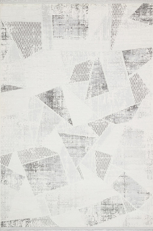 Alin AL001 Krem-Antrasit Uzun Ömürlü Yumuşak Dokulu Salon Mutfak Koridor Oturma Odası Yolluk Halı