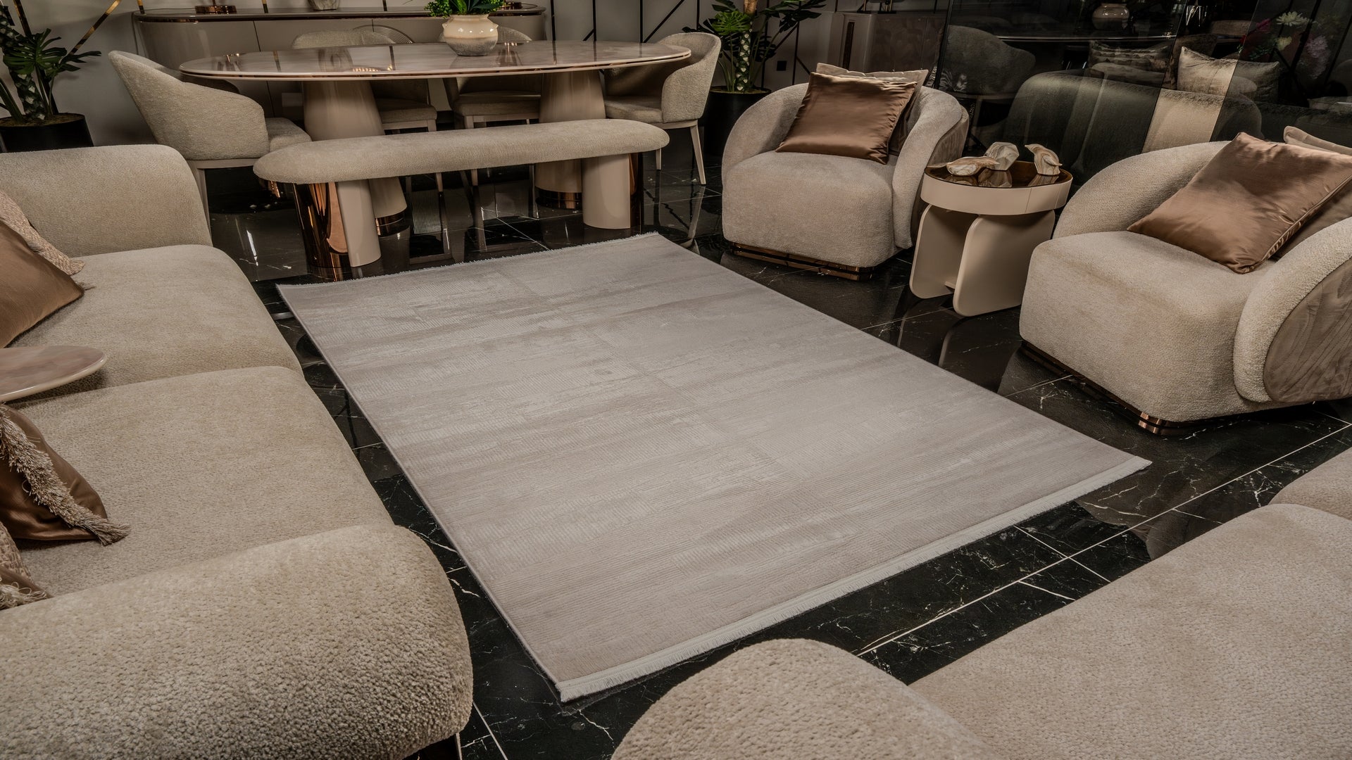 Alin AL002 Krem Uzun Ömürlü Yumuşak Dokulu Salon Mutfak Koridor Oturma Odası Yolluk Halı