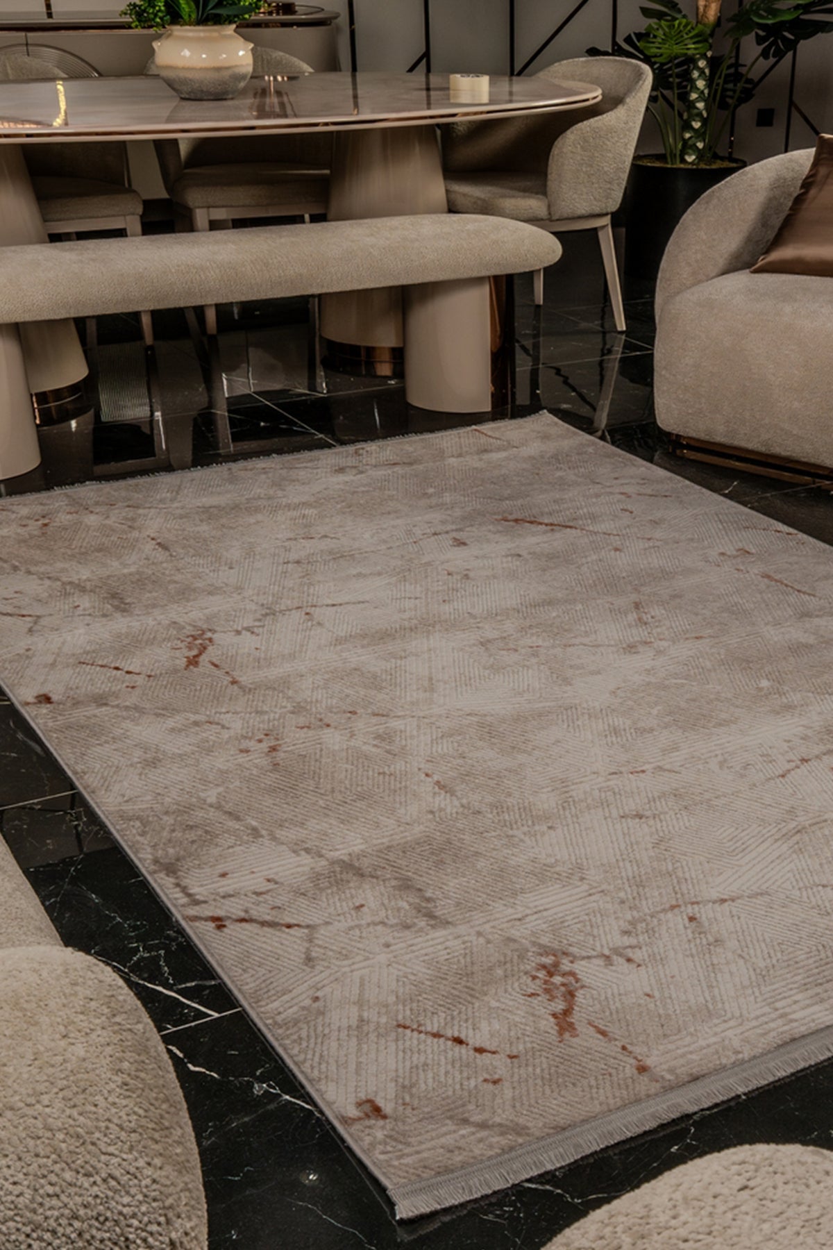 Alin AL004 Krem Uzun Ömürlü Yumuşak Dokulu Salon Mutfak Koridor Oturma Odası Yolluk Halı