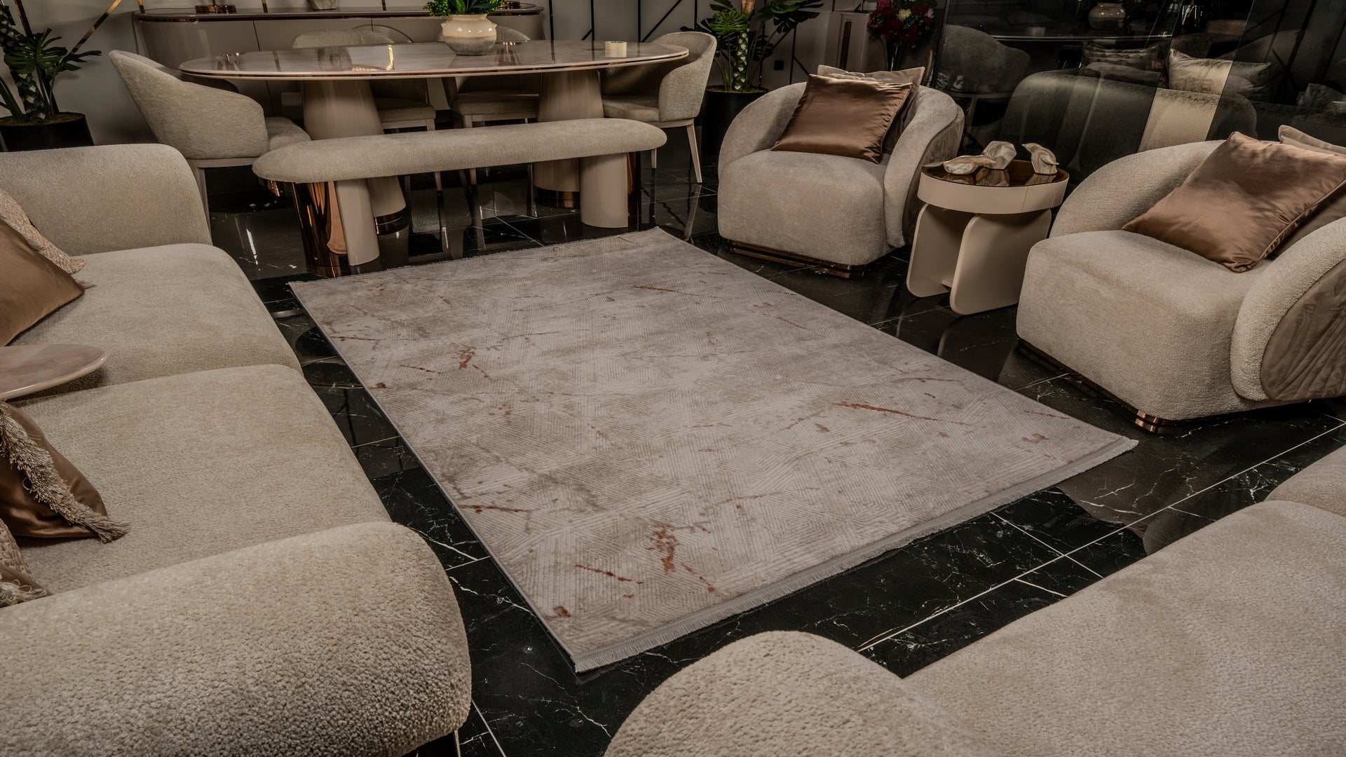 Alin AL004 Krem Uzun Ömürlü Yumuşak Dokulu Salon Mutfak Koridor Oturma Odası Yolluk Halı