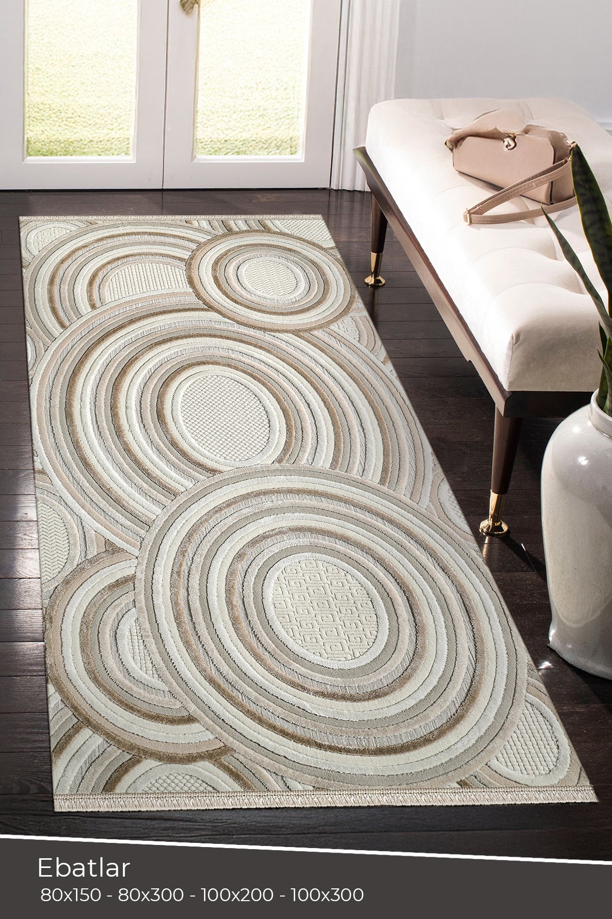 Amorf AR002 Krem Yumuşak Dokulu Salon Mutfak Koridor Oturma Odası Yolluk Halı Makine Halısı