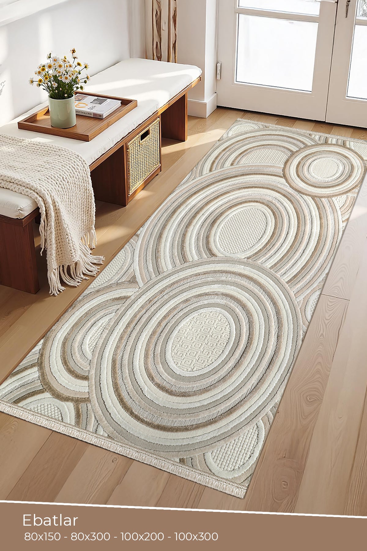 Amorf AR002 Krem Yumuşak Dokulu Salon Mutfak Koridor Oturma Odası Yolluk Halı Makine Halısı