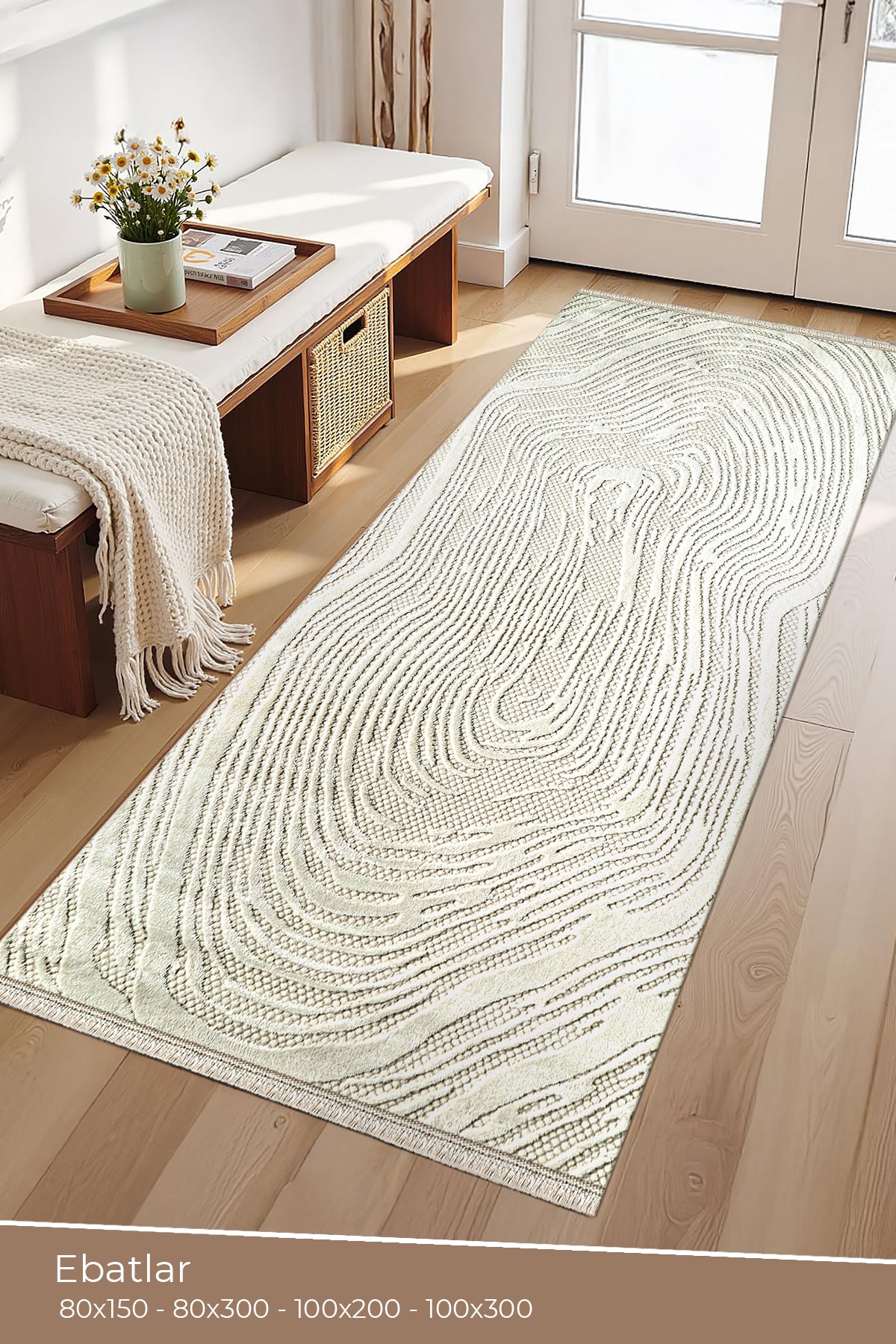 Amorf AR003 Krem Yumuşak Dokulu Salon Mutfak Koridor Oturma Odası Yolluk Halı Makine Halısı