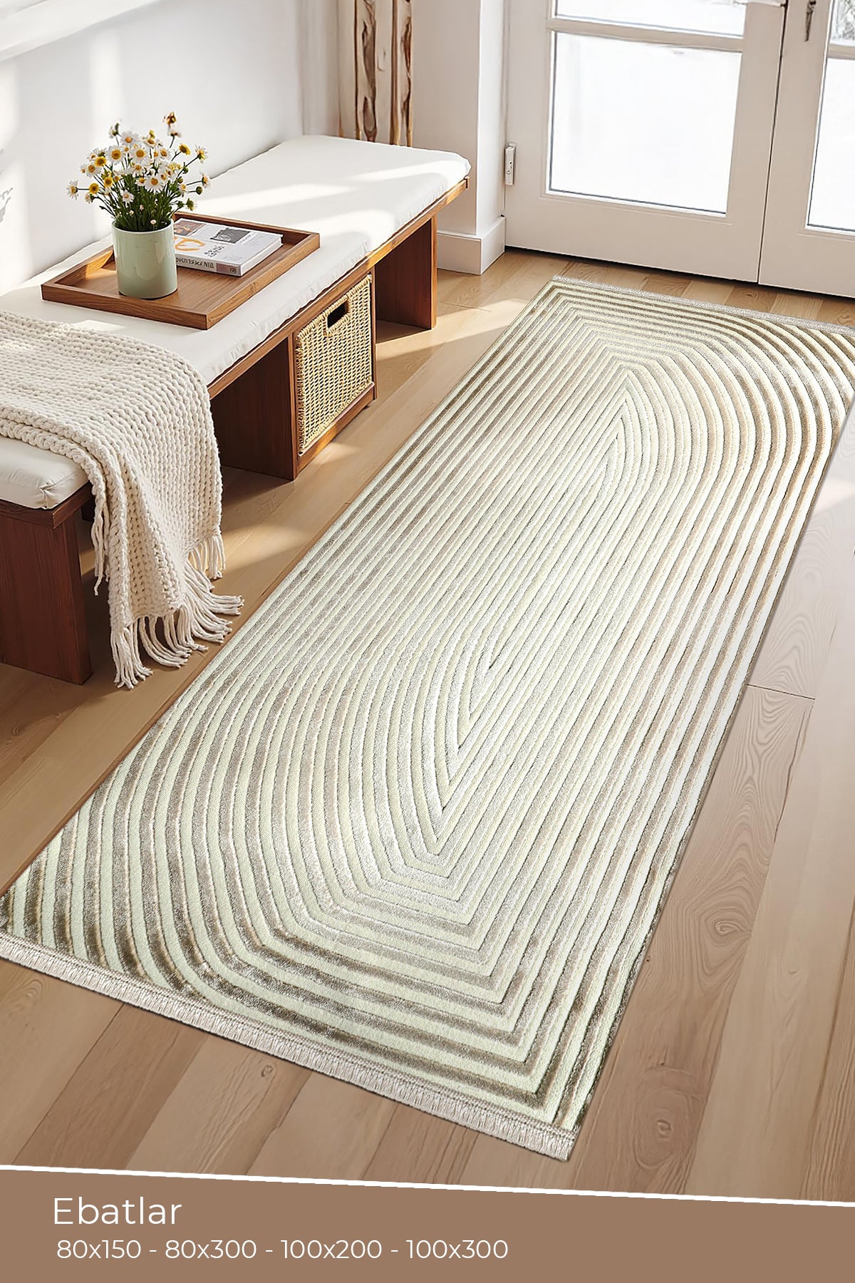 Amorf AR004 Krem Yumuşak Dokulu Salon Mutfak Koridor Oturma Odası Yolluk Halı Makine Halısı