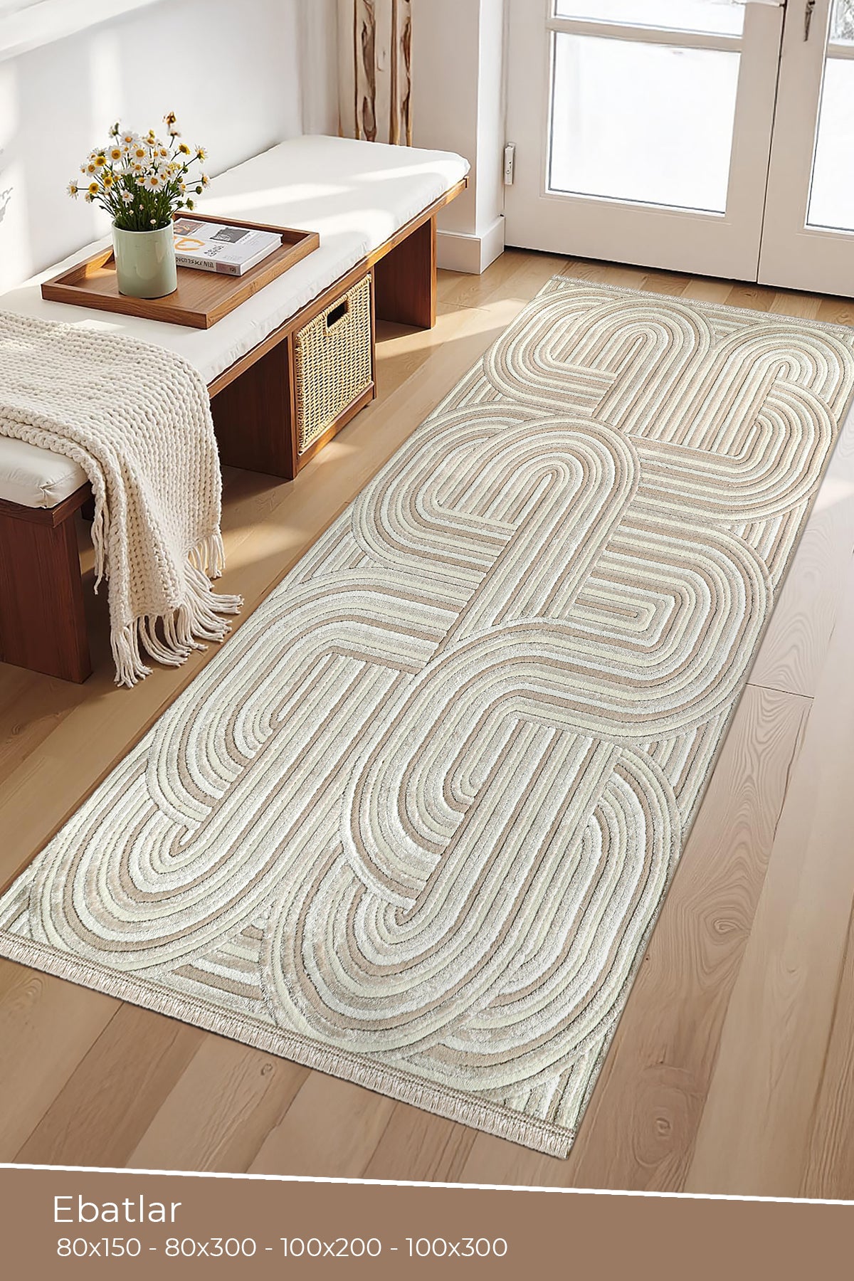 Amorf AR005 Krem Yumuşak Dokulu Salon Mutfak Koridor Oturma Odası Yolluk Halı Makine Halısı