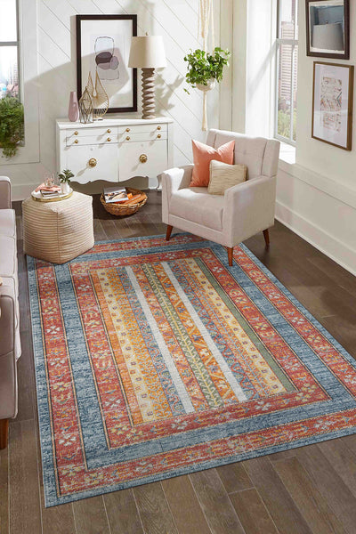 Antique 1111 Classic Vintage Living Room Rug Colorful Retro Kitchen Rug Dust-Free Thin Machine-Made Rug
