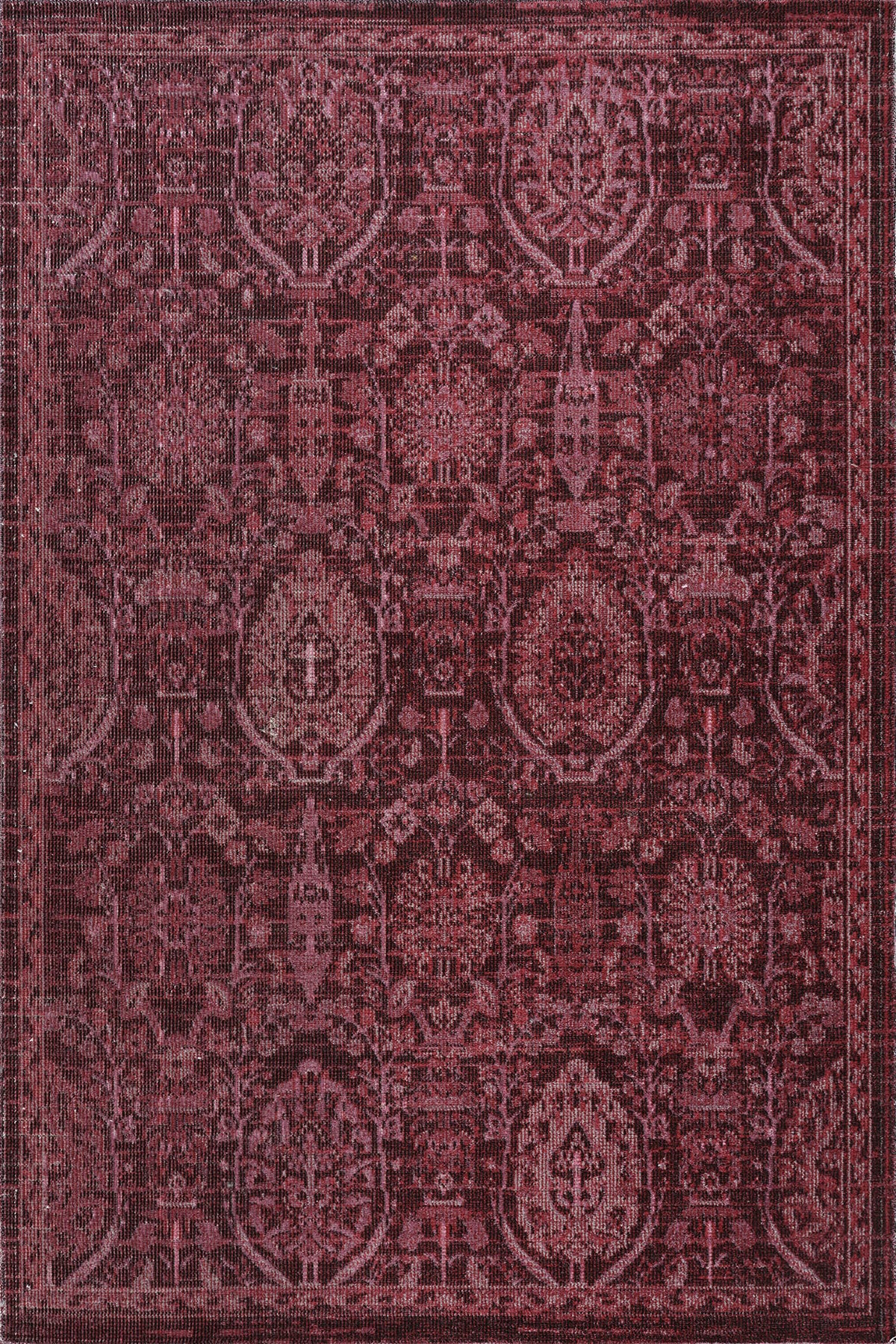 Antik 1116 Klasik Vintage Salon Halısı Bordo Retro Mutfak Halısı Tozumaz İnce Makine Halısı