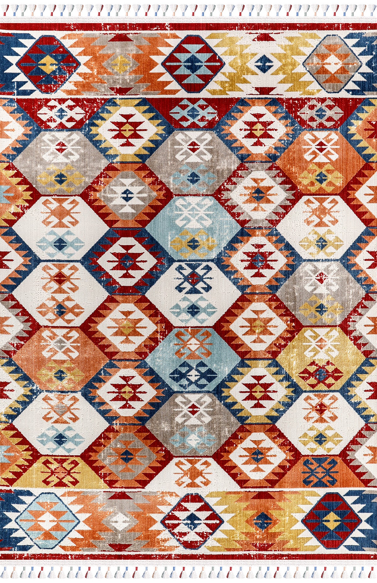 Antique AN002 Çok Renkli Hav Toz Vermez Salon Mutfak Koridor Oturma Odası Yolluk Halı