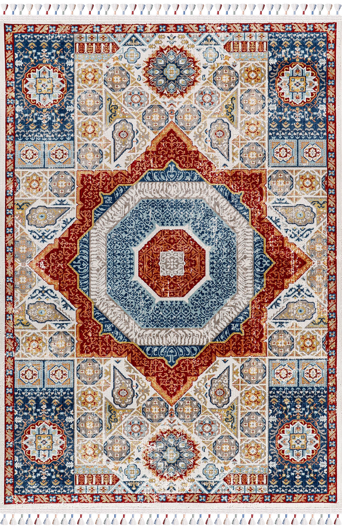 Antique AN003 Çok Renkli Hav Toz Vermez Salon Mutfak Koridor Oturma Odası Yolluk Halı