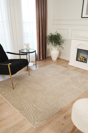 Bej Yumuşak Dokulu Uzun Ömürlü Lateks Kaymaz Taban Salon Oturma Odası Mutfak Koridor Halı Rivon RN08