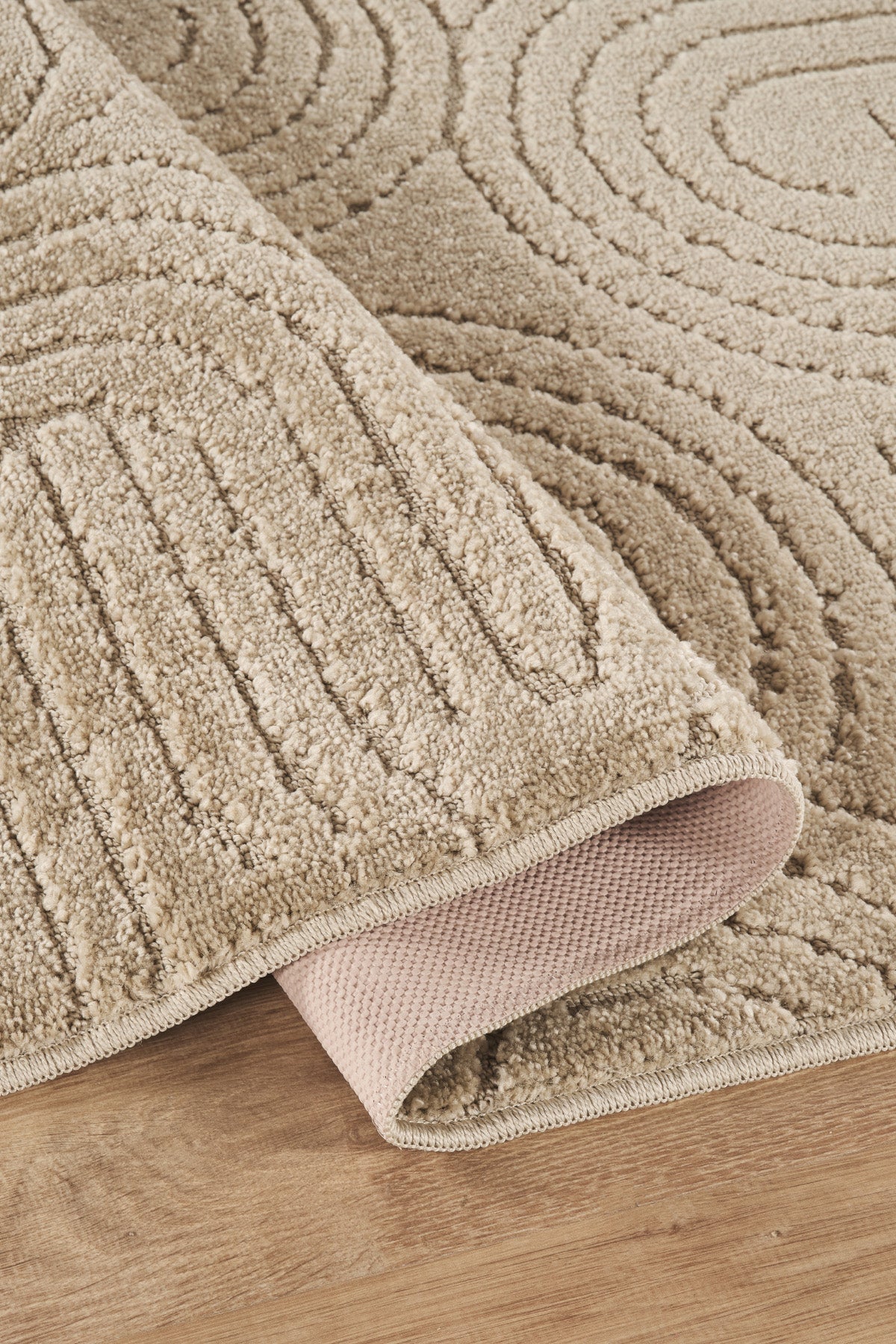 Bej Yumuşak Dokulu Uzun Ömürlü Lateks Kaymaz Taban Salon Oturma Odası Mutfak Koridor Halı Rivon RN08