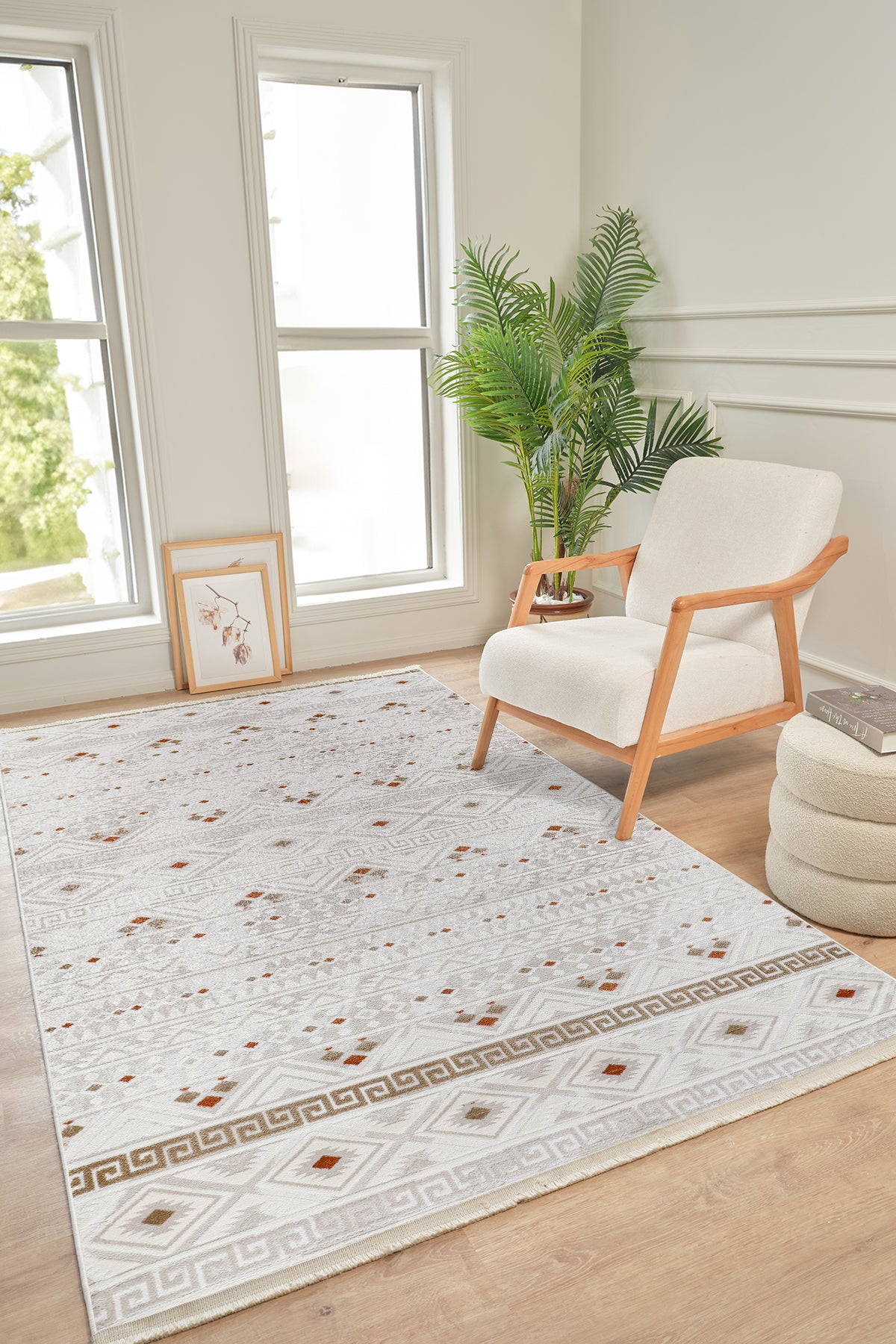 Bereket BE001 Krem-Kahve Uzun Ömürlü Yumuşak Dokulu Salon Mutfak Koridor Oturma Odası Yolluk Halı