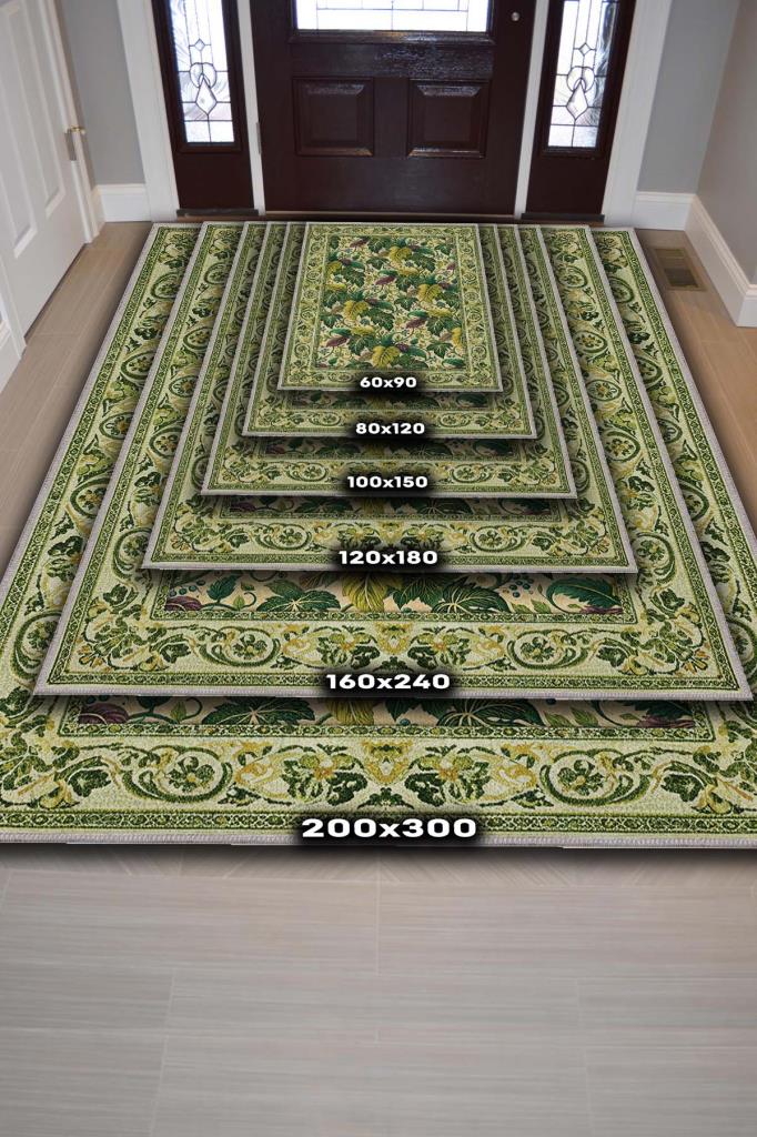 Botanical Patterned Rug, Olive Green Rug, Mediterranean Themed Home Decor, Washable Woven Cotton Base Rug 