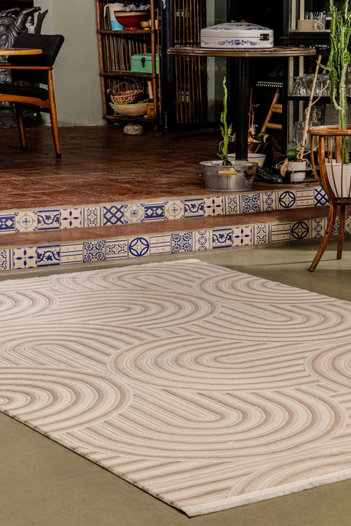 Boyut BY001 Krem-Kahve Yumuşak Dokulu Salon Mutfak Koridor Oturma Odası Yolluk Halı Makine Halısı