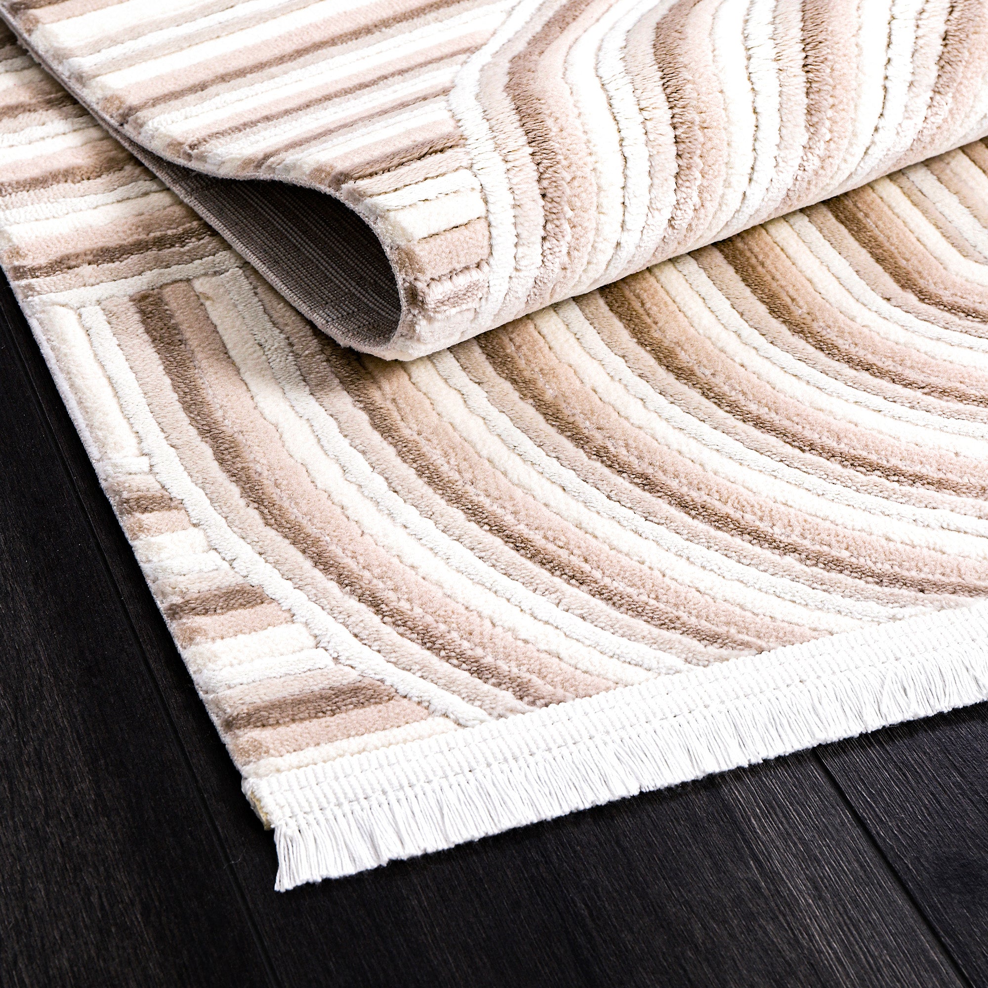 Boyut BY001 Krem-Kahve Yumuşak Dokulu Salon Mutfak Koridor Oturma Odası Yolluk Halı Makine Halısı