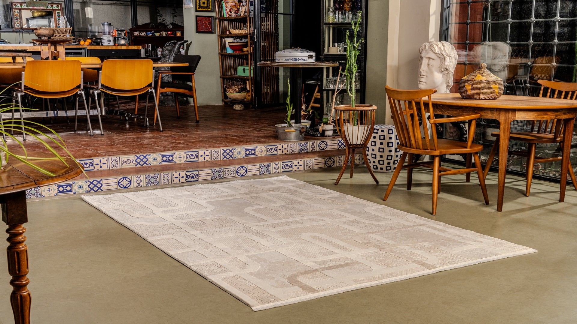 Boyut BY002 Krem-Kahve Yumuşak Dokulu Salon Mutfak Koridor Oturma Odası Yolluk Halı Makine Halısı