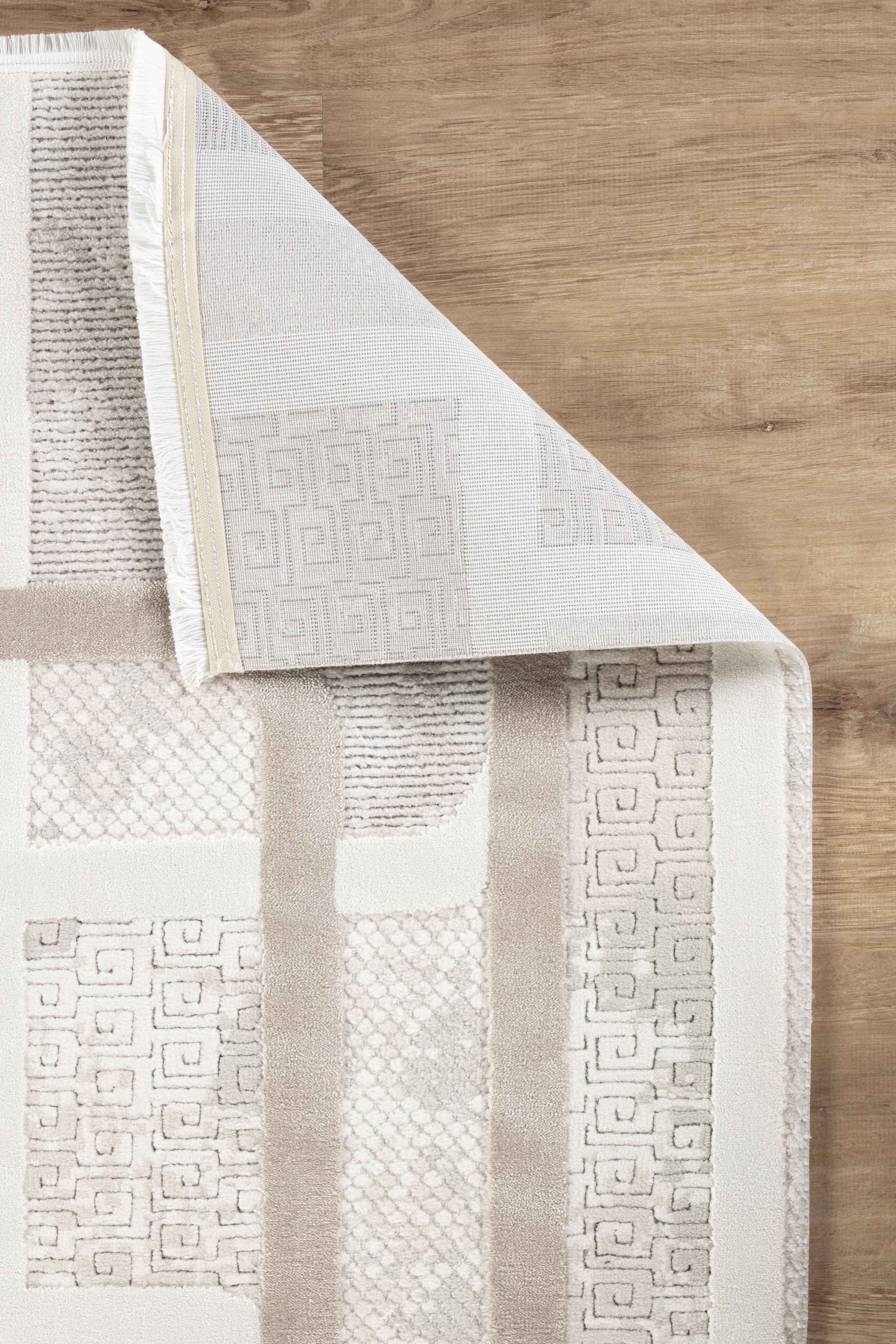 Boyut BY002 Krem-Kahve Yumuşak Dokulu Salon Mutfak Koridor Oturma Odası Yolluk Halı Makine Halısı