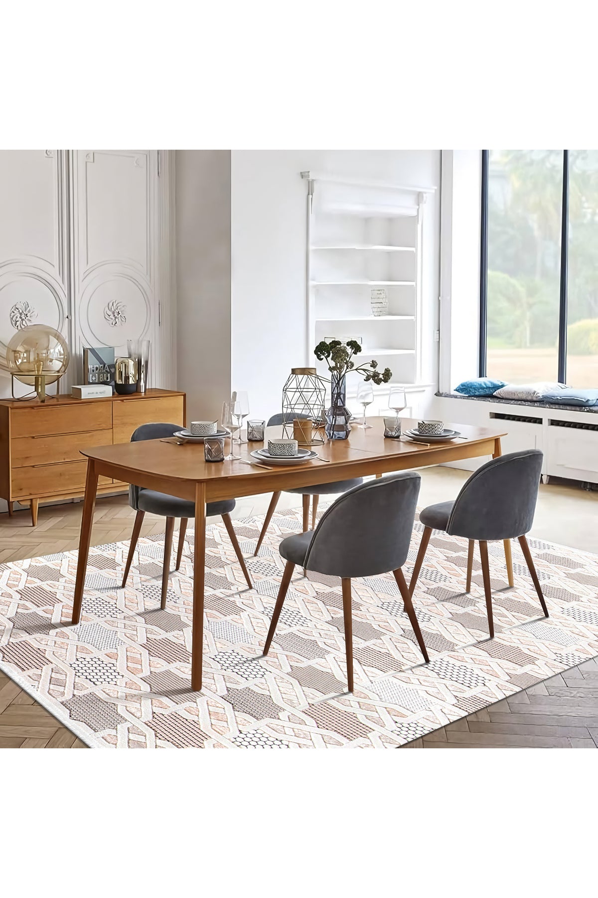 Boyut BY003 Krem Yumuşak Dokulu Salon Mutfak Koridor Oturma Odası Yolluk Halı Makine Halısı