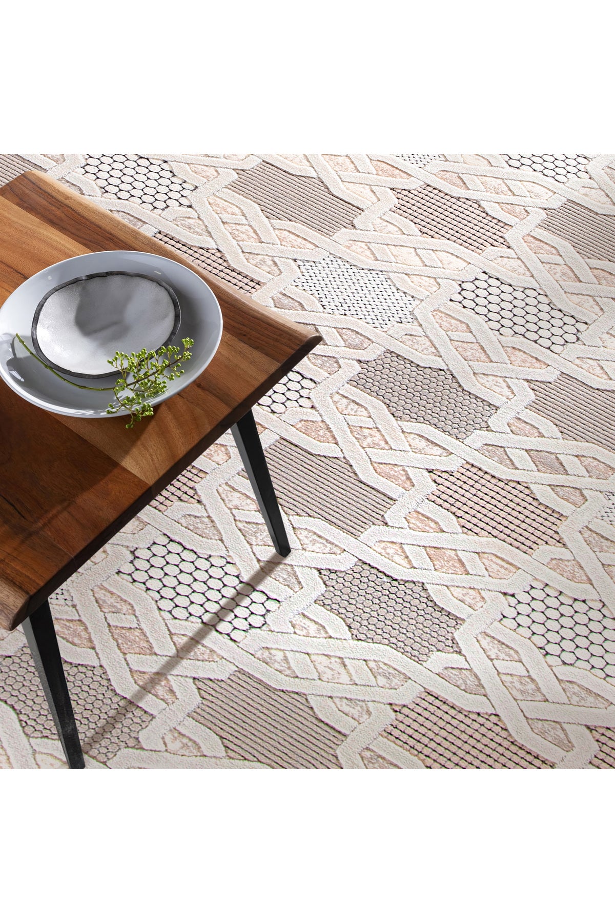 Boyut BY003 Krem Yumuşak Dokulu Salon Mutfak Koridor Oturma Odası Yolluk Halı Makine Halısı