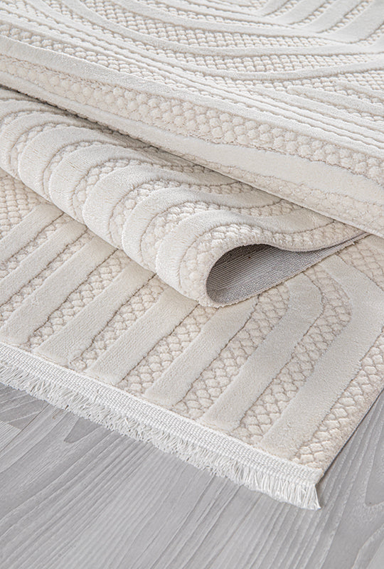 Boyut BY006 Krem Yumuşak Dokulu Salon Mutfak Koridor Oturma Odası Yolluk Halı Makine Halısı