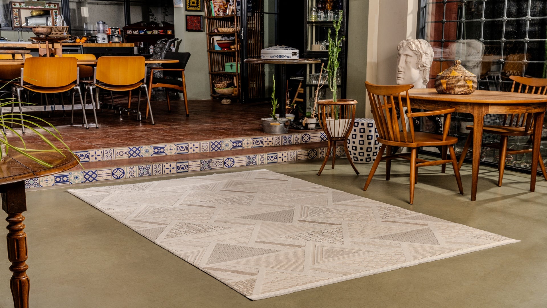 Boyut BY008 Krem-Kahve Yumuşak Dokulu Salon Mutfak Koridor Oturma Odası Yolluk Halı Makine Halısı