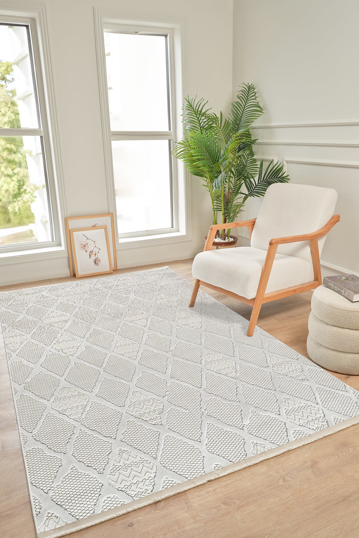 Boyut BY053 Bej Yumuşak Dokulu Salon Mutfak Koridor Oturma Odası Yolluk Halı Makine Halısı