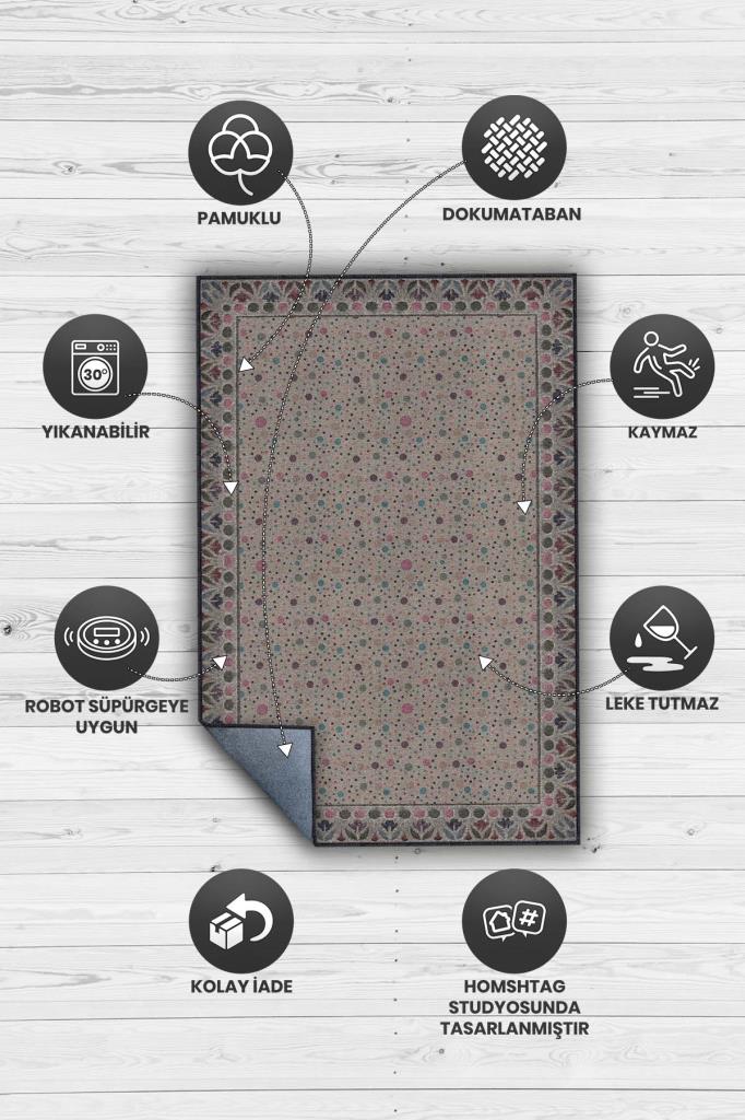 Çok Renkli Modern Halı, Oturma Odası Halısı, Konfeti Temalı Çocuk Odası Halısı, Puantiyeli Salon Halısı