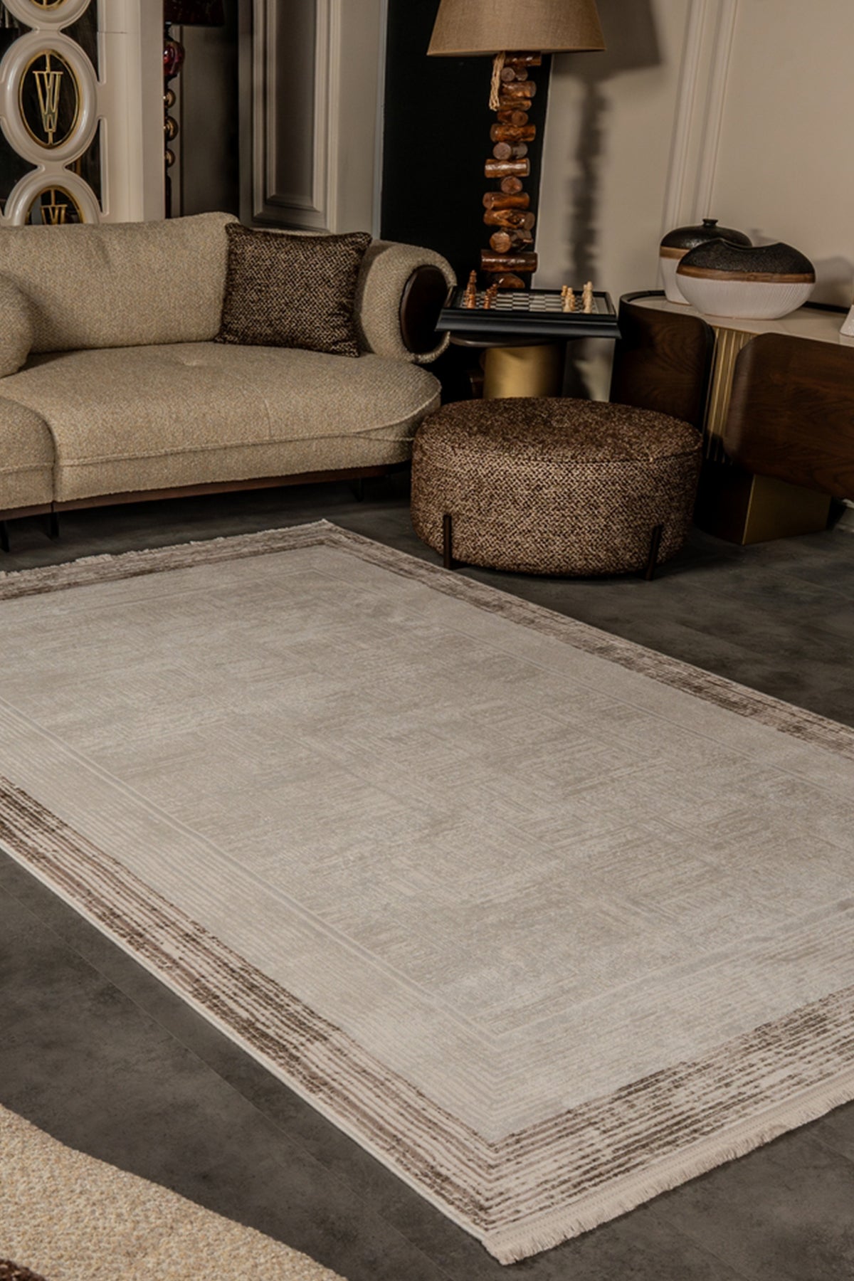 Cunda CN001 Bej-Kahve Uzun Ömürlü Yumuşak Dokulu Salon Mutfak Koridor Oturma Odası Yolluk Halı