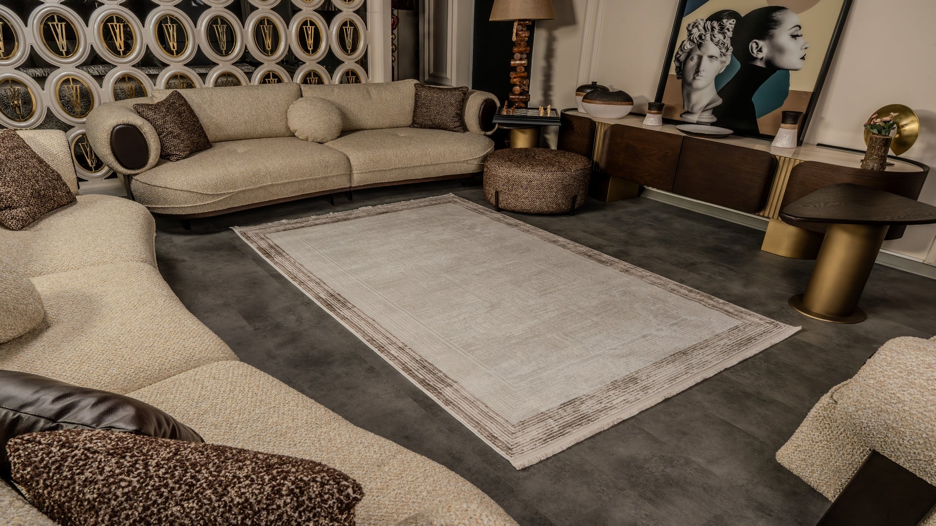 Cunda CN001 Bej-Kahve Uzun Ömürlü Yumuşak Dokulu Salon Mutfak Koridor Oturma Odası Yolluk Halı