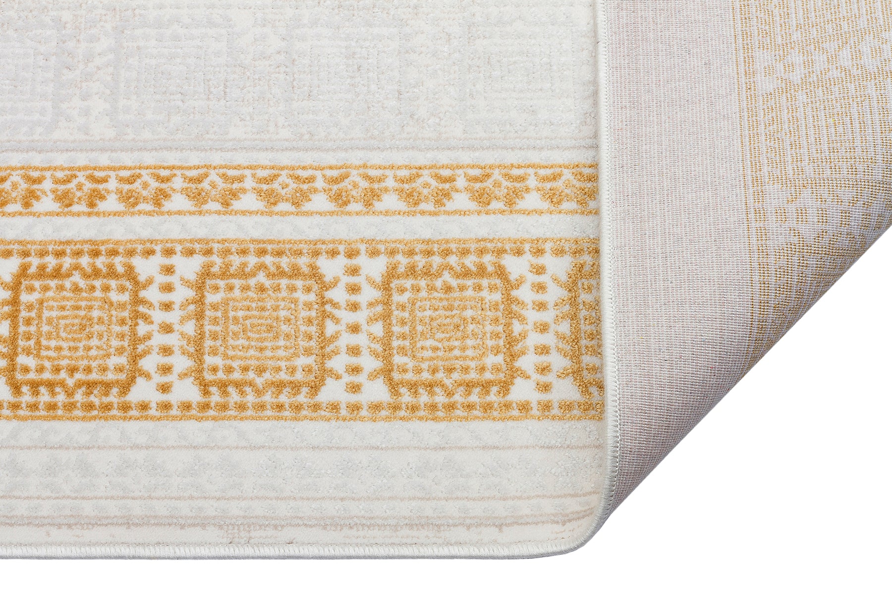 Cunda CN004 Beige-Gold Strapazierfähiger, weicher Läuferteppich für Wohnzimmer, Küche, Flur und Aufenthaltsraum