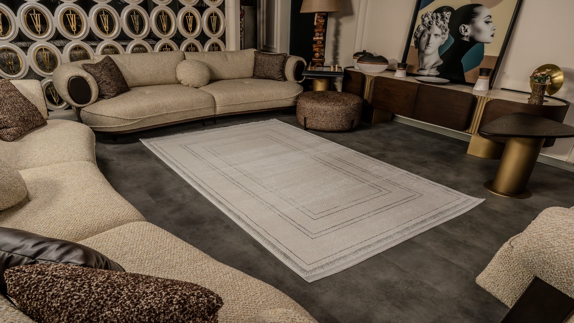 Cunda CN006 Bej Uzun Ömürlü Yumuşak Dokulu Salon Mutfak Koridor Oturma Odası Yolluk Halı