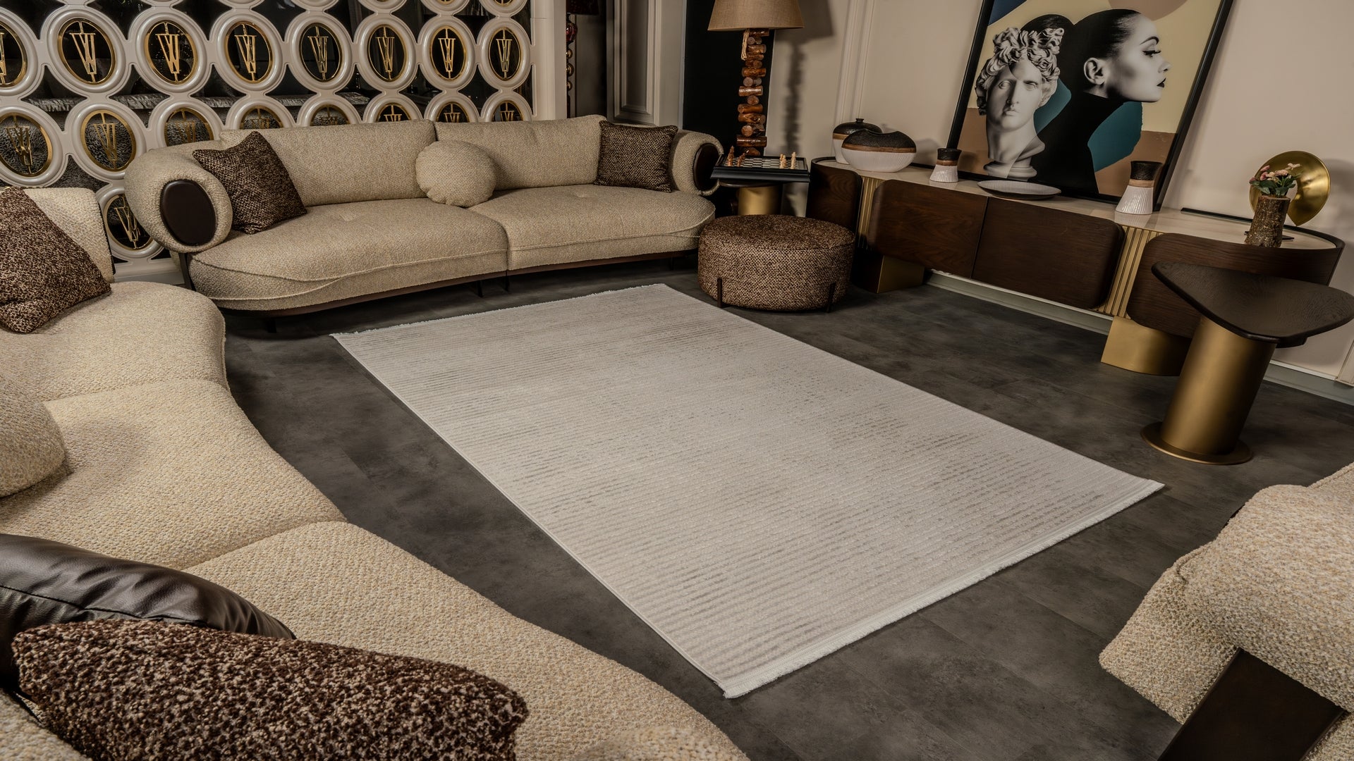 Cunda CN008 Beige Strapazierfähiger, weicher Läuferteppich für Wohnzimmer, Küche, Flur, Aufenthaltsraum