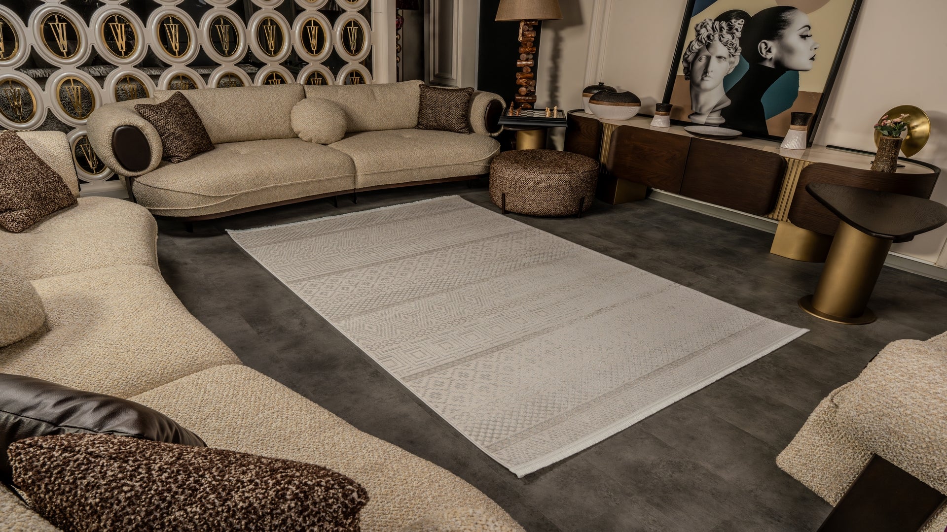 Cunda CN012 Bej Uzun Ömürlü Yumuşak Dokulu Salon Mutfak Koridor Oturma Odası Yolluk Halı