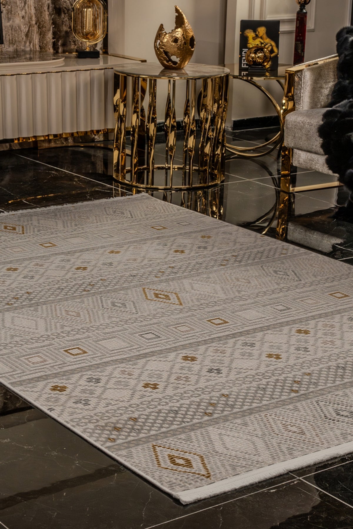 Cunda CN013 Krem Uzun Ömürlü Yumuşak Dokulu Salon Mutfak Koridor Oturma Odası Yolluk Halı