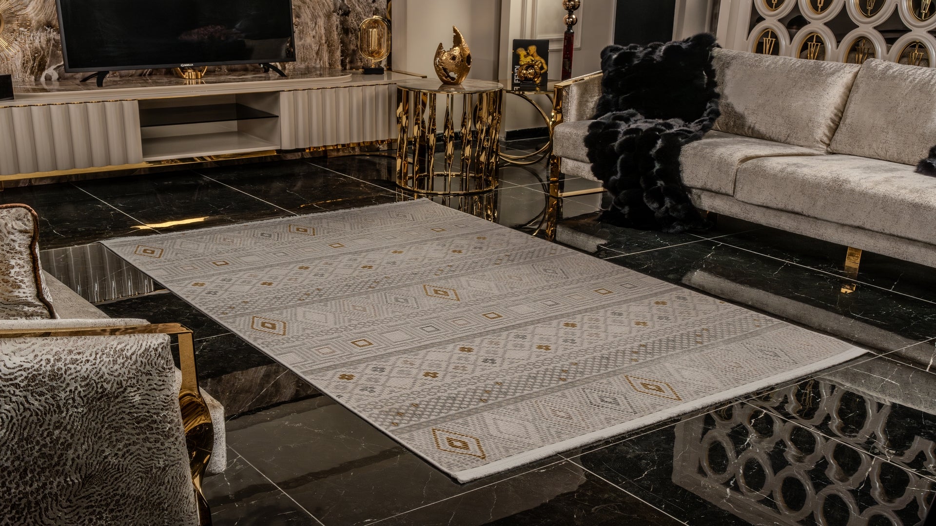 Cunda CN013 Creme Strapazierfähiger, weicher Läuferteppich für Wohnzimmer, Küche, Flur, Aufenthaltsraum