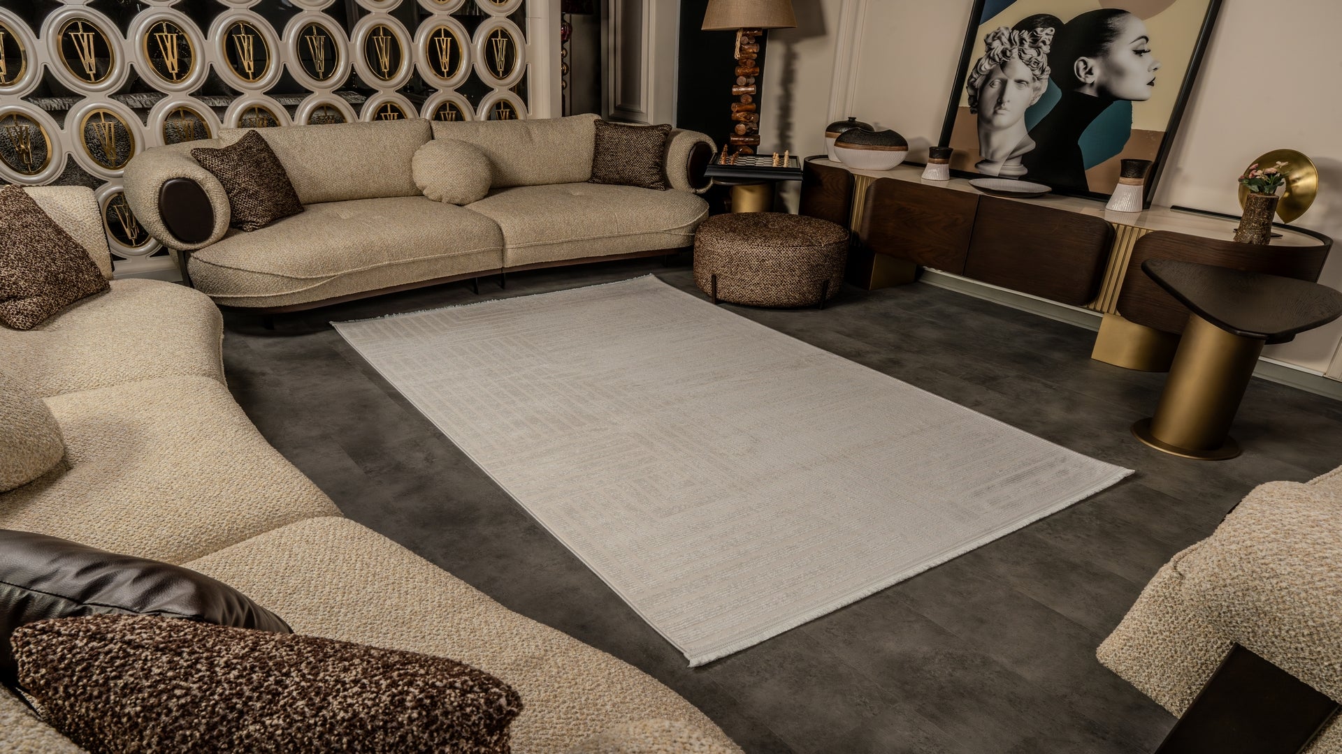 Cunda CN014 Beige Strapazierfähiger, weicher Läufer für Wohnzimmer, Küche, Flur, Aufenthaltsraum