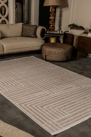 Cunda CN016 Bej Uzun Ömürlü Yumuşak Dokulu Salon Mutfak Koridor Oturma Odası Yolluk Halı