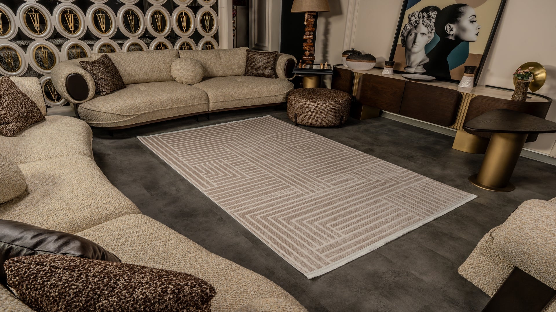 Cunda CN016 Bej Uzun Ömürlü Yumuşak Dokulu Salon Mutfak Koridor Oturma Odası Yolluk Halı