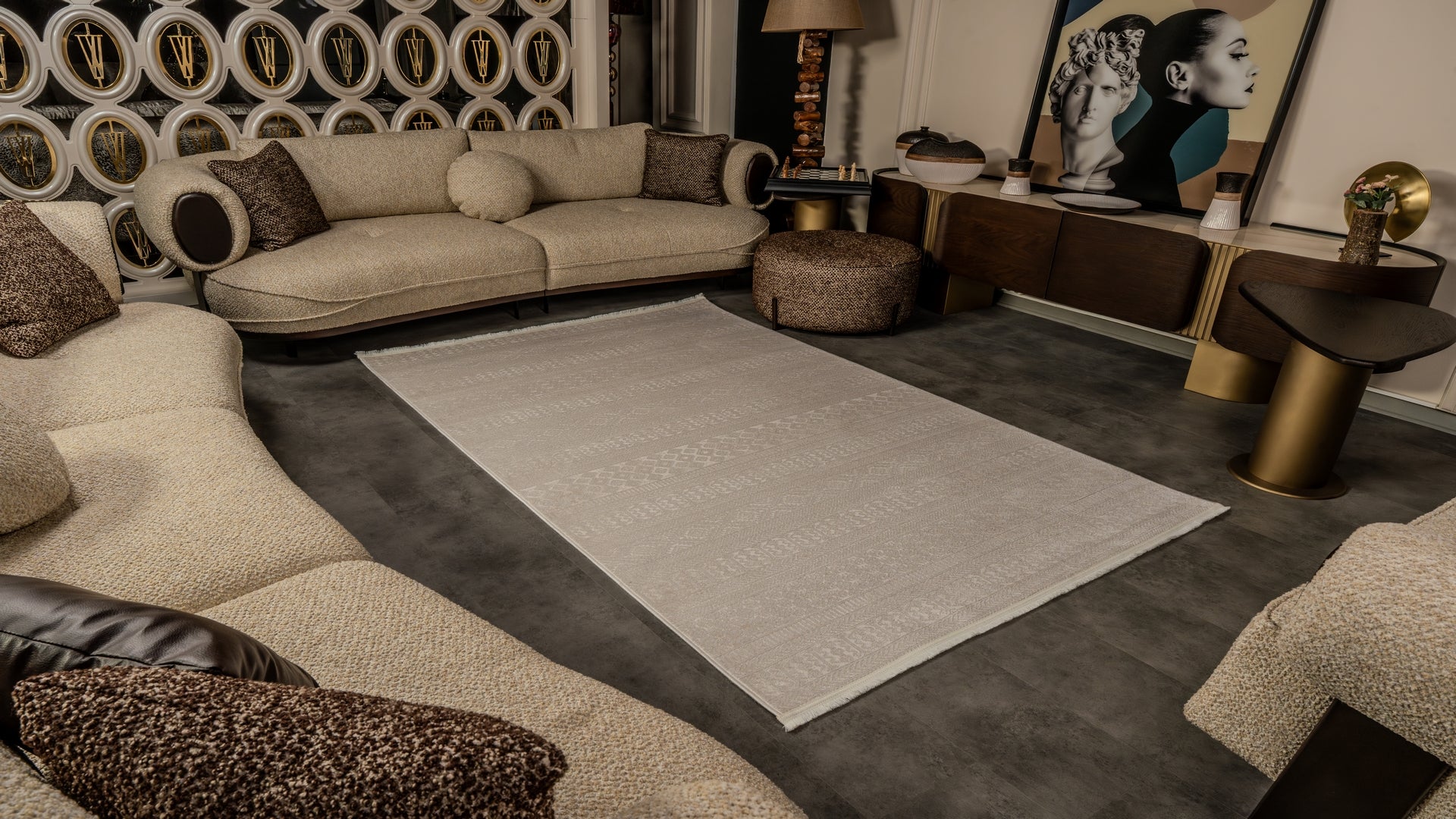 Cunda CN020 Bej Uzun Ömürlü Yumuşak Dokulu Salon Mutfak Koridor Oturma Odası Yolluk Halı