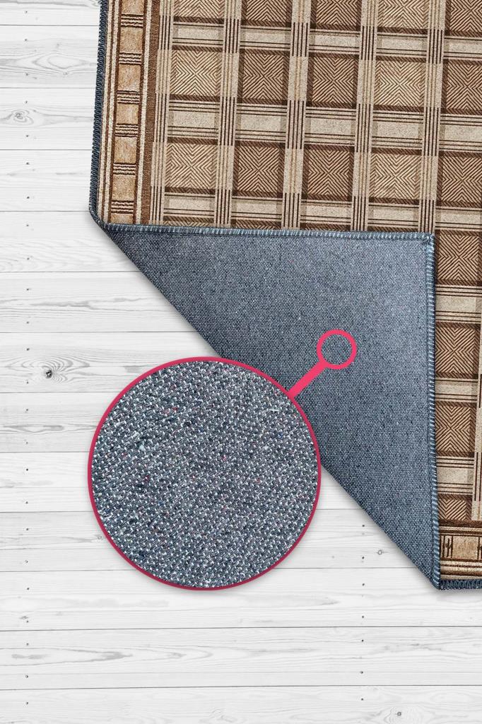 Damalı Ceviz Rengi Oturma Odası Halısı, Kareli Kahverengi Salon Halısı, Minimalist Yatak Odası Halısı